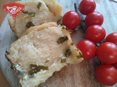 Gluten-free sourdough bread with cheese and spring onion