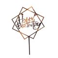 Zápich - štvorec Happy Birthday zlatý akryl