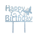 Stamp - Happy Birthday silver with a butterfly