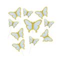 Engraving - butterflies blue - gold 10 pcs