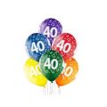 Ballon-Farbmix 30 cm mit Zahl 40 - 6 Stk