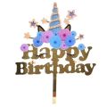 Zápich Happy Birthday Jednorožec a květiny