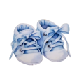 Niebieskie pantofle z intarsją drewnianą