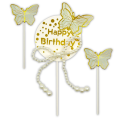 Embroidery - Happy Birthday with butterflies and beads