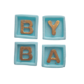 BABY inscription in blue and gold checkered