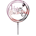 Happy Birthday circle engraving pink-gold acrylic