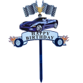 Happy Birthday car blue engraving