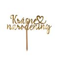 Engraving Happy Birthday with heart gold acrylic