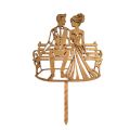 Hochzeitspaar auf einer Bank, Holz, goldfarben