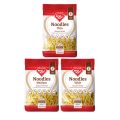 Packung mit Nudeln: Dünne Nudeln, mittlere Nudeln und breite Nudeln