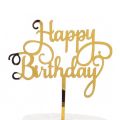 Zápich - Happy Birthday, zlatý zrkadlový akryl