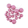 Embossed glittery pink balls 20 pcs