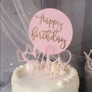 Zápich - kruh Happy Birthday růžový