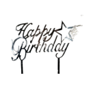 Zápich Happy birthday stříbrný s hvězdou