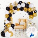 Girlanda balóny čierno-zlato-krémové + zlaté konfety 100 ks