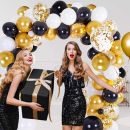 Girlanda balóny čierno-zlato-krémové + zlaté konfety 100 ks