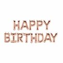 Happy Birthday-Girlande und rosa Luftballons
