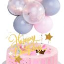 Stamping - pink-white-silver balloons