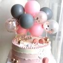 Stamping - pink-white-silver balloons