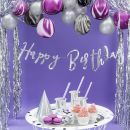 Girlande mit der Aufschrift „Happy Birthday“ in Silber