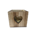 Candlestick wood / glass with heart
