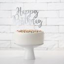 Zápich Happy Birthday strieborný papier