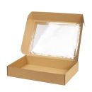 Desszertes doboz ablakos L barna 26x19x5 cm