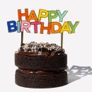 Zápich Happy Birthday zlato-farebný akryl