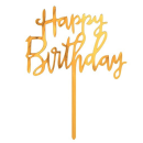 Zápich - Happy Birthday zlatý akryl