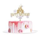 Zápich Happy Birthday so zámkom a vločkami
