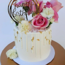 Zápich - kruh Happy Birthday zlatý akryl 9 cm