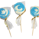 Spitze – Baiserweiß-Blau, 3 Stück