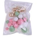 Zápich guličky zeleno-bielo-ružovo zlaté 32 ks