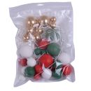 Zápich guličky zeleno-červeno-bielo-zlaté 32 ks