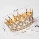 Korunka zlatá XL s kryštálikmi 15 cm