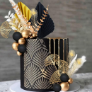 Black and gold ball and fan cutouts 30 pcs