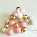 Teddy bear, train, gifts and rose gold balls