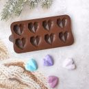 Foremka silikonowa serce diament 4x4 cm 8 szt.