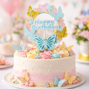 Zápich - Happy BIrthday motýli modrý