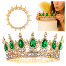 Korunka zlatá se zelenými a stříbrnými kamínky 12,5 cm