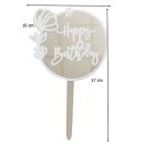 Engraving - circle Happy Birthday silver mirror acrylic