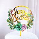 Engraving - Happy Birthday circle with flowers