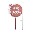Grawer - okrąg Happy Birthday w kolorze różowego lustra akrylowego
