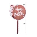 Engraving - circle Happy Birthday pink mirror acrylic