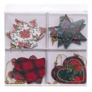 Christmas decorations wooden red-green 12 pcs