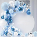 Girlanda balóny bielo-modro-strieborné 100 ks
