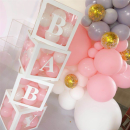 Box dekorační bílý papír nápis BABY 4 ks