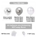 Garland balloons white and silver + silver confetti 100 pcs