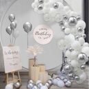 Garland balloons white and silver + silver confetti 100 pcs