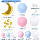 Balony w kształcie girlandy różowy, niebieski + gwiazdki i księżyc 117 szt